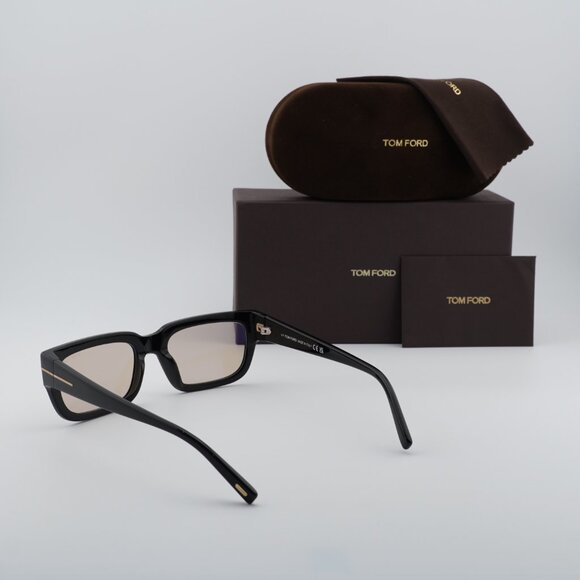 Tom Ford Ezra FT1075 01E Rectangle Sunglasses – Black/Brown Photochromic